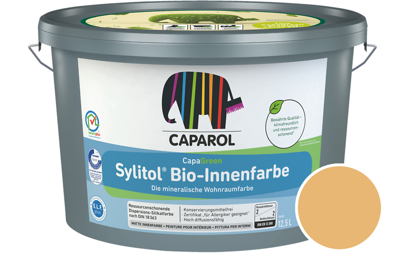 Caparol Sylitol Bio-Innenfarbe 5L Silikatfarbe / Getnt im Farbton Marill 105