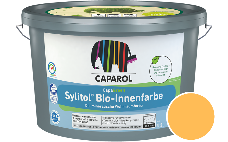 Caparol Sylitol Bio-Innenfarbe 12,5L Silikatfarbe / Getnt im Farbton Marill 130
