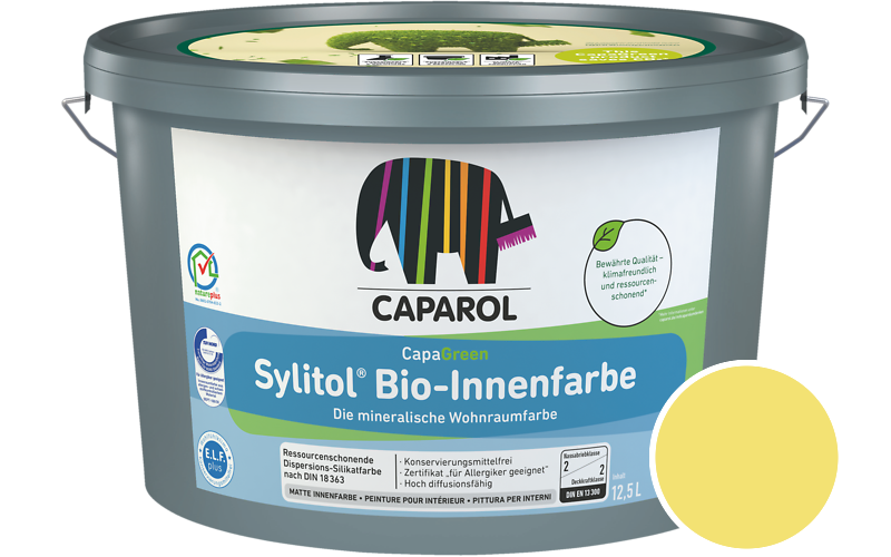 Caparol Sylitol Bio-Innenfarbe 5L Silikatfarbe / Getnt im Farbton Melisse 115