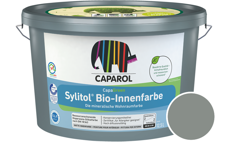 Caparol Sylitol Bio-Innenfarbe 7,5L Silikatfarbe / Getnt im Farbton Mint 5