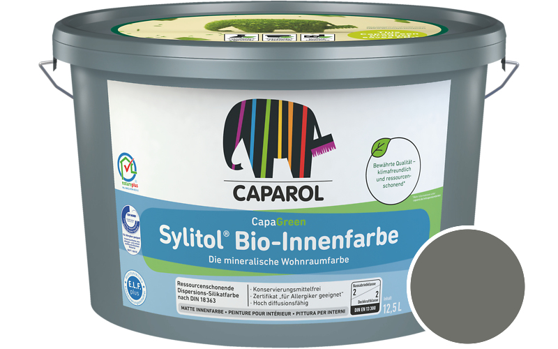 Caparol Sylitol Bio-Innenfarbe 12,5L Silikatfarbe / Get�nt im Farbton Moos 10