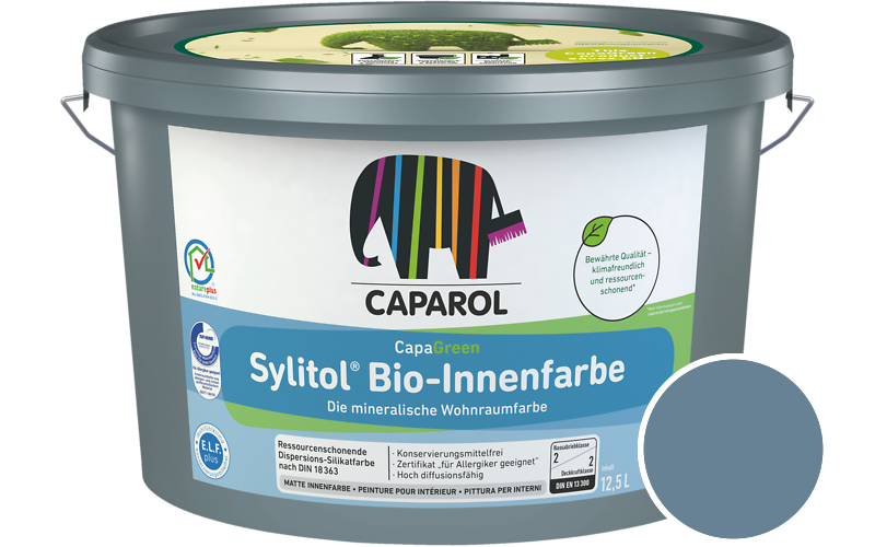 Caparol Sylitol Bio-Innenfarbe 7,5L Silikatfarbe / Getnt im Farbton Niagara 12