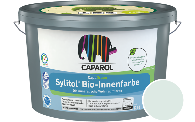 Caparol Sylitol Bio-Innenfarbe 2,5L Silikatfarbe / Getnt im Farbton Odenwald 18