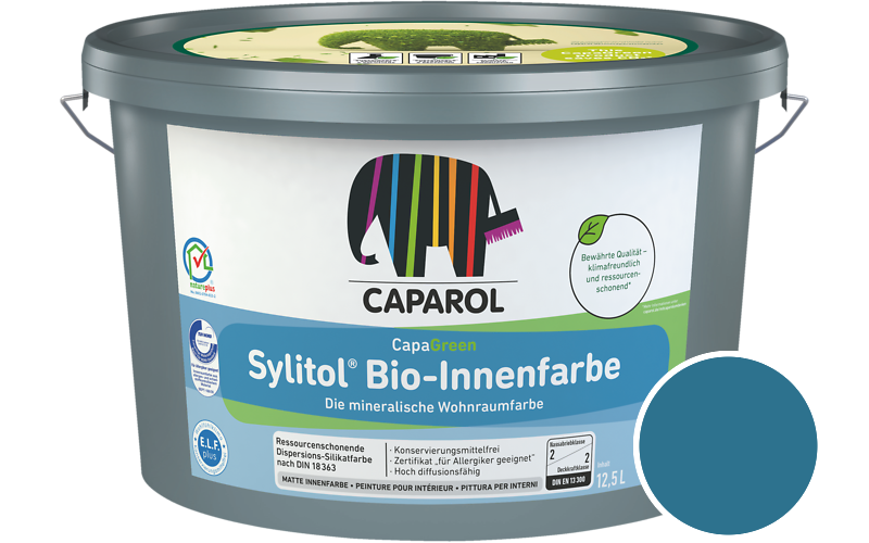 Caparol Sylitol Bio-Innenfarbe 12,5L Silikatfarbe / Getnt im Farbton Pacific 155