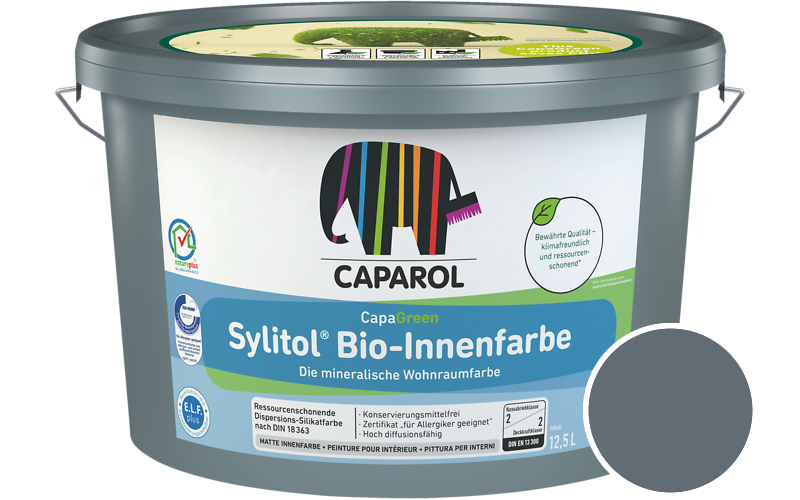 Caparol Sylitol Bio-Innenfarbe 12,5L Silikatfarbe / Getnt im Farbton Pacific 40