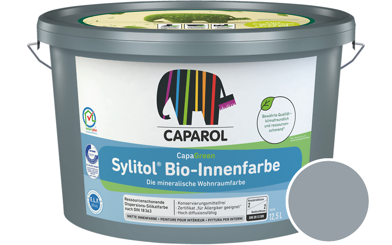 Caparol Sylitol Bio-Innenfarbe 2,5L Silikatfarbe / Getnt im Farbton Pacific 65