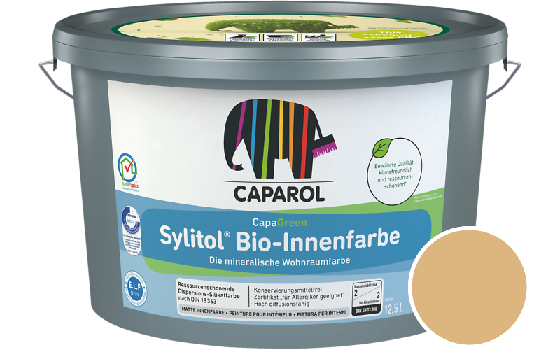 Caparol Sylitol Bio-Innenfarbe 12,5L Silikatfarbe / Getnt im Farbton Palazzo 260
