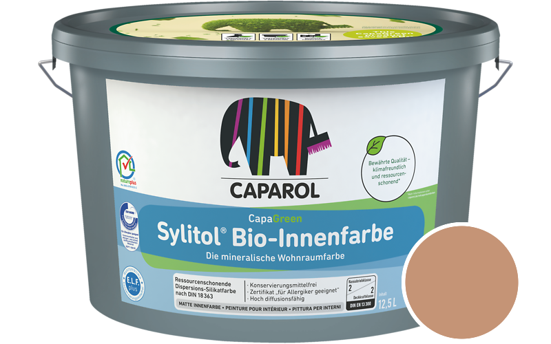 Caparol Sylitol Bio-Innenfarbe 7,5L Silikatfarbe / Getnt im Farbton Papaya 75