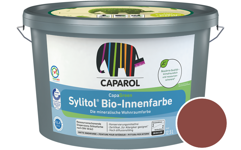 Caparol Sylitol Bio-Innenfarbe 12,5L Silikatfarbe / Getnt im Farbton Parma 0