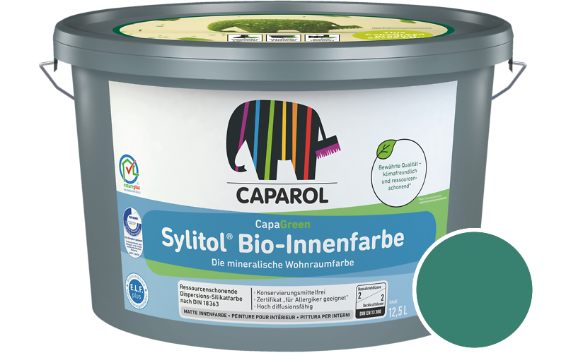 Caparol Sylitol Bio-Innenfarbe 12,5L Silikatfarbe / Getnt im Farbton Patina 100