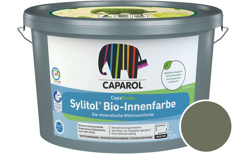 Caparol Sylitol Bio-Innenfarbe 2,5L Silikatfarbe / Get�nt im Farbton Pinie 10