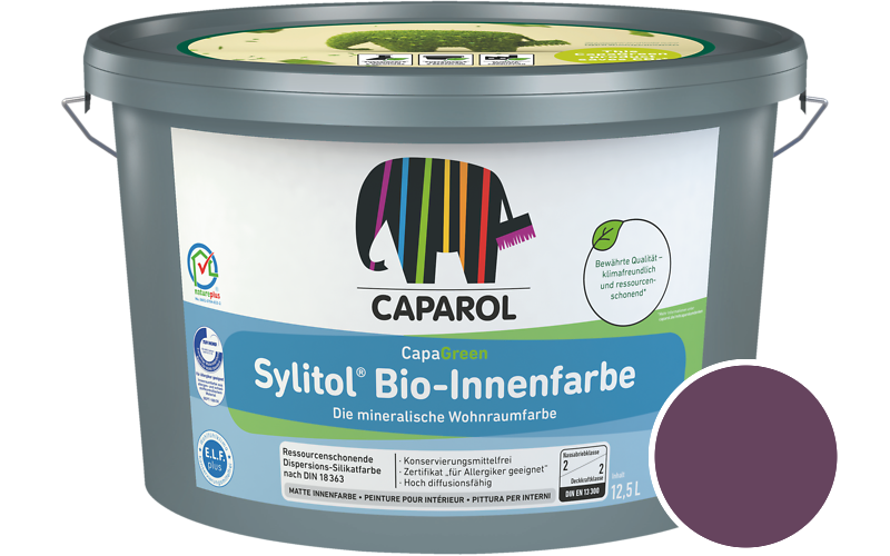 Caparol Sylitol Bio-Innenfarbe 2,5L Silikatfarbe / Getnt im Farbton Pink 25