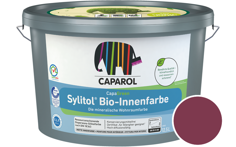 Caparol Sylitol Bio-Innenfarbe 2,5L Silikatfarbe / Getnt im Farbton Pink 5