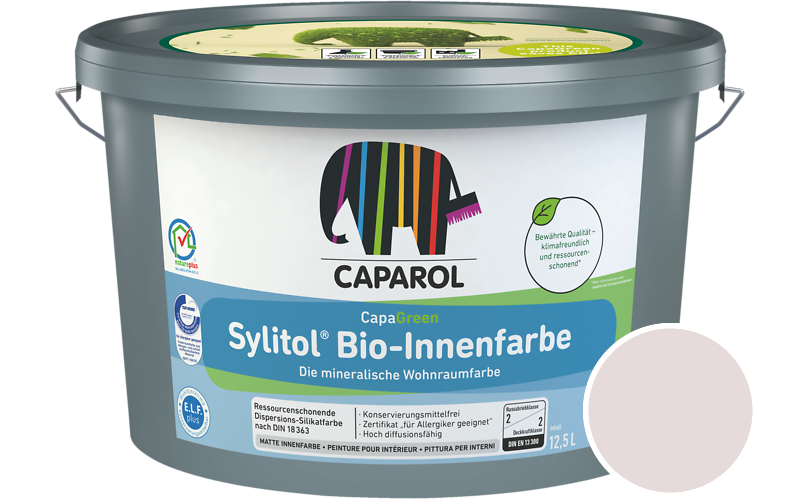 Caparol Sylitol Bio-Innenfarbe 2,5L Silikatfarbe / Getnt im Farbton Rose 15