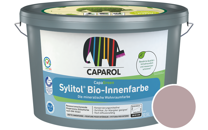 Caparol Sylitol Bio-Innenfarbe 12,5L Silikatfarbe / Getnt im Farbton Rose 40