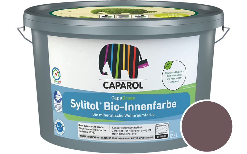 Caparol Sylitol Bio-Innenfarbe 2,5L Silikatfarbe / Getnt im Farbton Rose 65