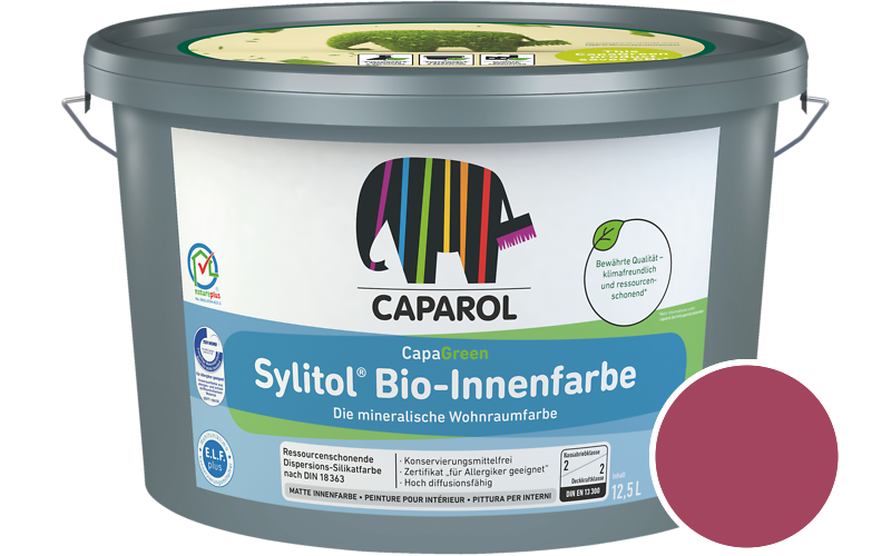 Caparol Sylitol Bio-Innenfarbe 7,5L Silikatfarbe / Getnt im Farbton Rose 95