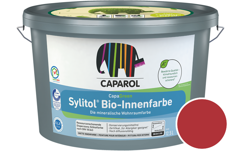 Caparol Sylitol Bio-Innenfarbe 7,5L Silikatfarbe / Getnt im Farbton Rot Ava