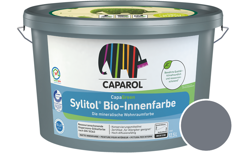 Caparol Sylitol Bio-Innenfarbe 7,5L Silikatfarbe / Getnt im Farbton Saphir 15