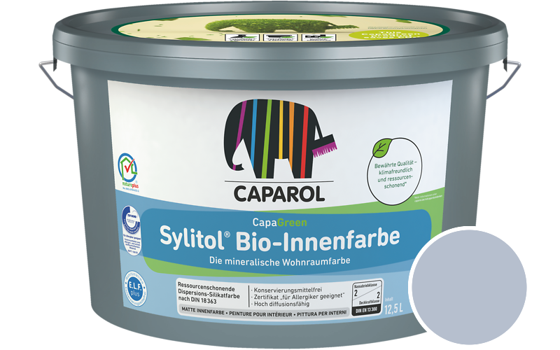 Caparol Sylitol Bio-Innenfarbe 7,5L Silikatfarbe / Getnt im Farbton Saphir 85