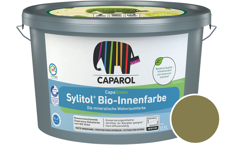 Caparol Sylitol Bio-Innenfarbe 7,5L Silikatfarbe / Getnt im Farbton Tundra 100