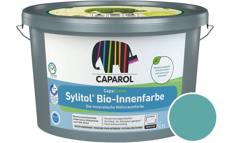 Caparol Sylitol Bio-Innenfarbe 7,5L Silikatfarbe / Getnt im Farbton Verona 140