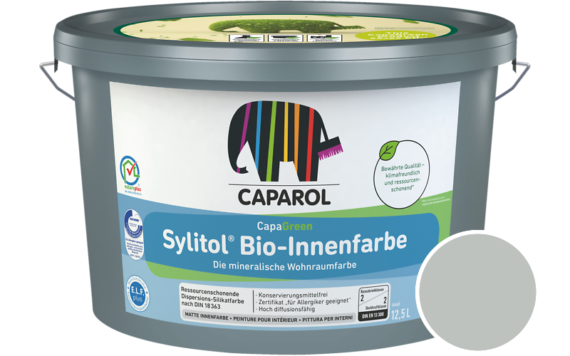 Caparol Sylitol Bio-Innenfarbe 2,5L Silikatfarbe / Getnt im Farbton Verona 50