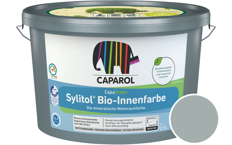 Caparol Sylitol Bio-Innenfarbe 7,5L Silikatfarbe / Getnt im Farbton Verona 80