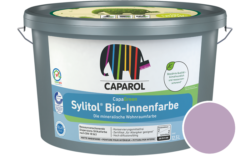 Caparol Sylitol Bio-Innenfarbe 2,5L Silikatfarbe / Getnt im Farbton Viola 120
