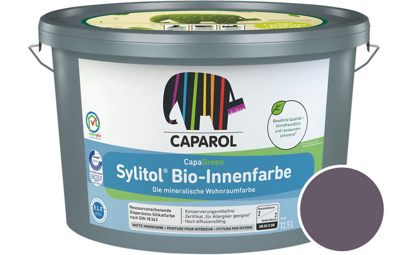 Caparol Sylitol Bio-Innenfarbe 5L Silikatfarbe / Getnt im Farbton Viola 35
