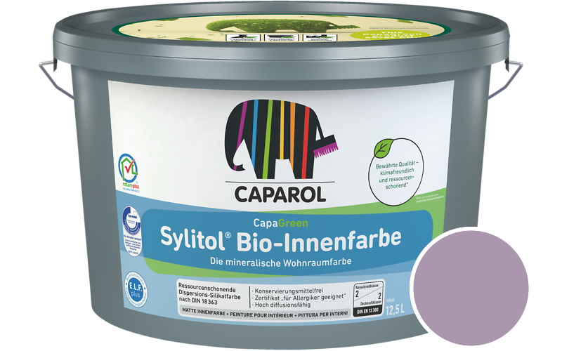 Caparol Sylitol Bio-Innenfarbe 7,5L Silikatfarbe / Getnt im Farbton Viola 80