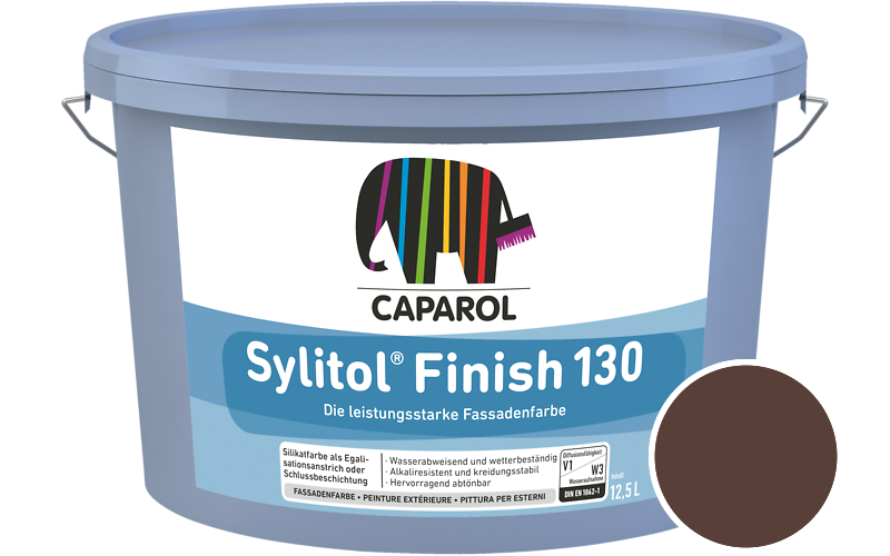 Caparol Sylitol Finish 130 7,5L Silikat-Fassadenfarbe / Getnt im Farbton Dunkelbraun Ava