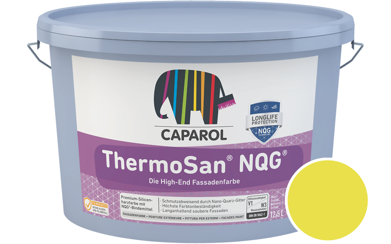 Caparol ThermoSan NQG 1,25L Fassadenfarbe / Get�nt im Farbton RAL 1016 Schwefelgelb
