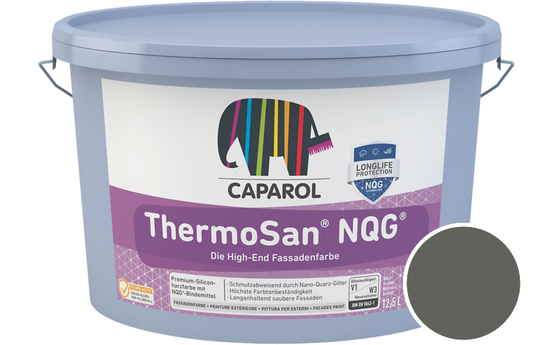 Caparol ThermoSan NQG 1,25L Fassadenfarbe / Getnt im Farbton RAL 7009 Grngrau