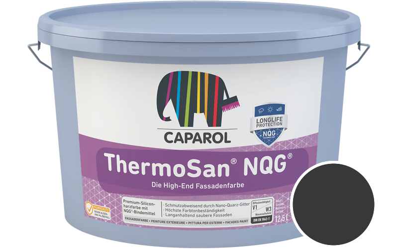 Caparol ThermoSan NQG 1,25L Fassadenfarbe / Getnt im Farbton RAL 9011 Graphitschwarz