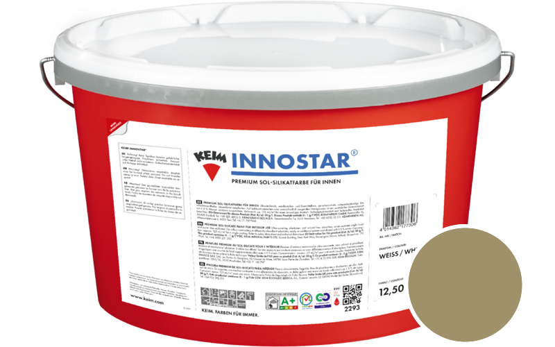 KEIM Innostar 2,5L Silikatfarbe f�r innen / Get�nt im Farbton RAL 1020 Olivgelb