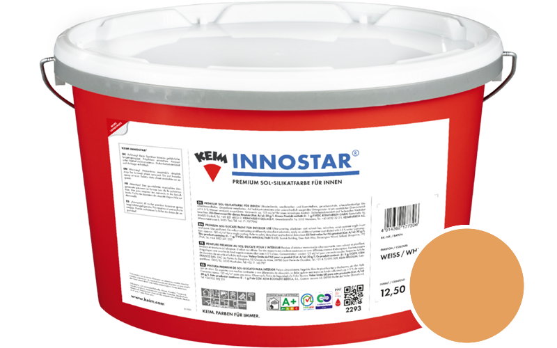 KEIM Innostar 2,5L Silikatfarbe f�r innen / Get�nt im Farbton RAL 1034 Pastellgelb