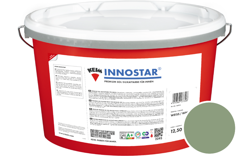 KEIM Innostar 2,5L Silikatfarbe f�r innen / Get�nt im Farbton RAL 6021 Blassgr�n