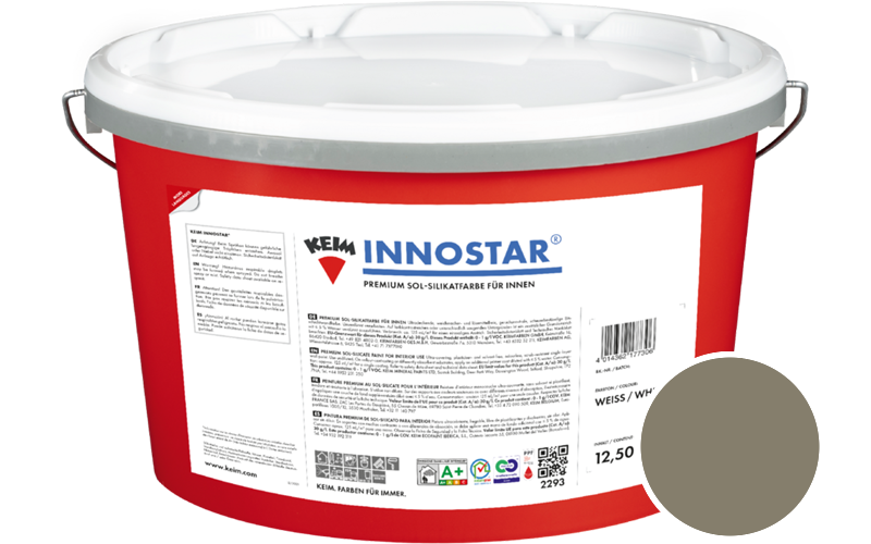 KEIM Innostar 2,5L Silikatfarbe f�r innen / Get�nt im Farbton RAL 7002 Olivgrau