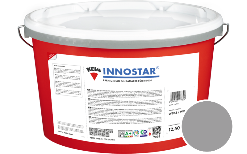 KEIM Innostar 5L Silikatfarbe f�r innen / Get�nt im Farbton RAL 7004 Signalgrau