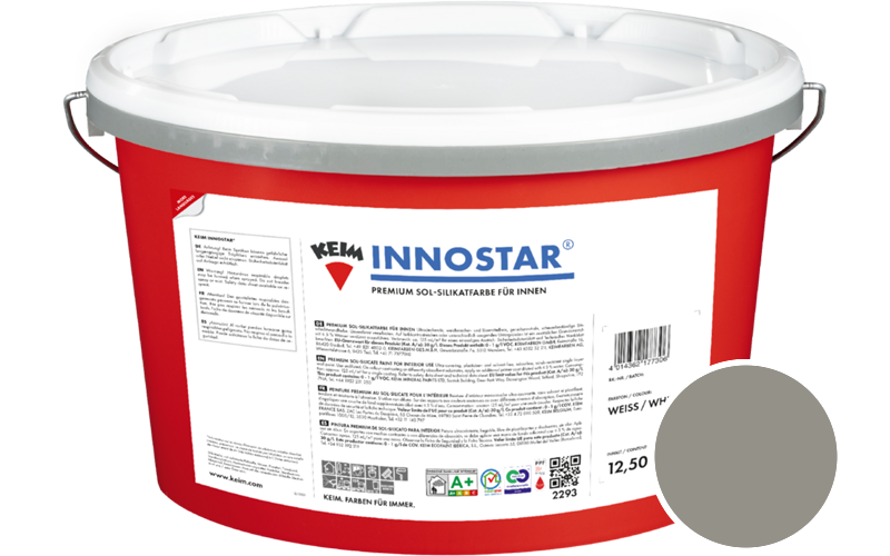 KEIM Innostar 12,5L Silikatfarbe f�r innen / Get�nt im Farbton RAL 7030 Steingrau