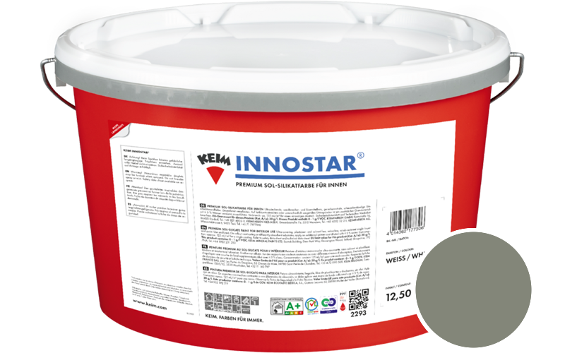 KEIM Innostar 2,5L Silikatfarbe f�r innen / Get�nt im Farbton RAL 7033 Zementgrau