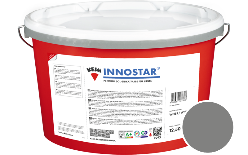 KEIM Innostar 2,5L Silikatfarbe f�r innen / Get�nt im Farbton RAL 7037 Staubgrau