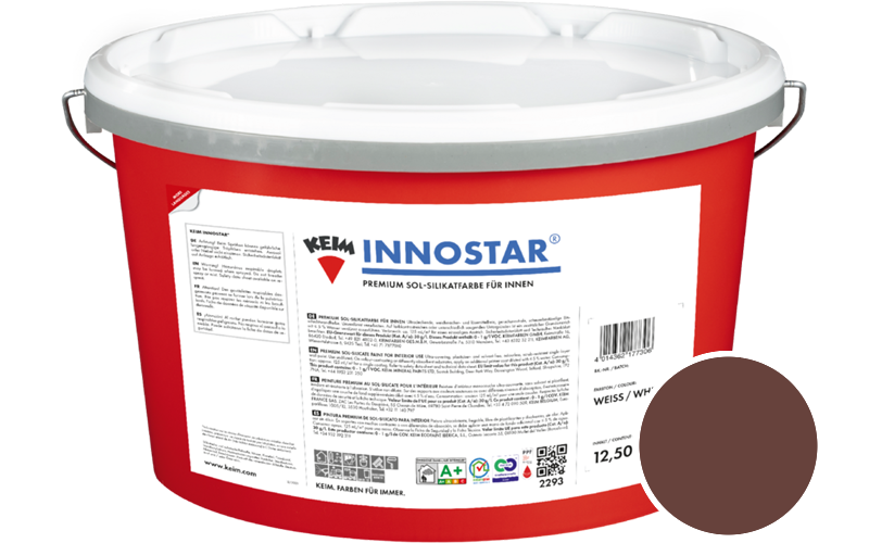 KEIM Innostar 2,5L Silikatfarbe f�r innen / Get�nt im Farbton RAL 8012 Rotbraun
