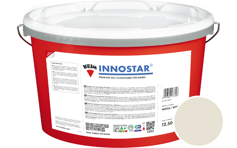KEIM Innostar 2,5L Silikatfarbe f�r innen / Get�nt im Farbton RAL 9001 Cremeweiss
