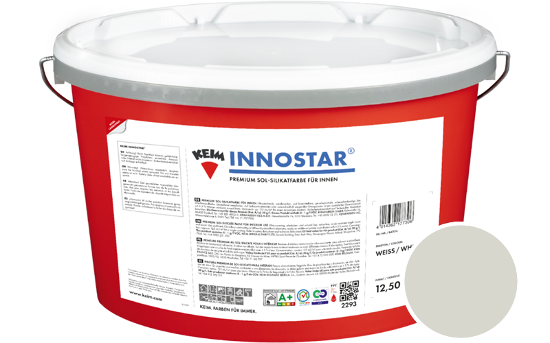 KEIM Innostar 2,5L Silikatfarbe f�r innen / Get�nt im Farbton RAL 9002 Grauweiss
