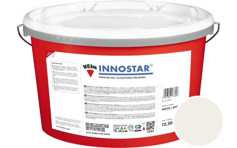 KEIM Innostar 2,5L Silikatfarbe f�r innen / Get�nt im Farbton RAL 9010 Reinweiss