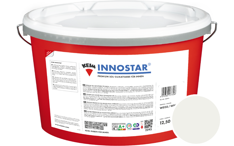 KEIM Innostar 2,5L Silikatfarbe f�r innen / Get�nt im Farbton RAL 9016 Verkehrsweiss