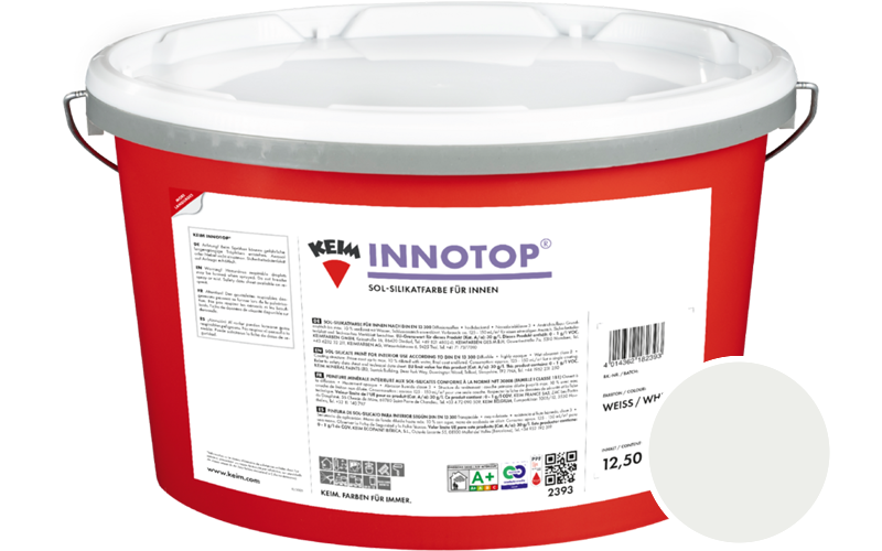 KEIM Innotop 2,5L Silikatfarbe f�r innen / Get�nt im Farbton RAL 9003 Signalweiss