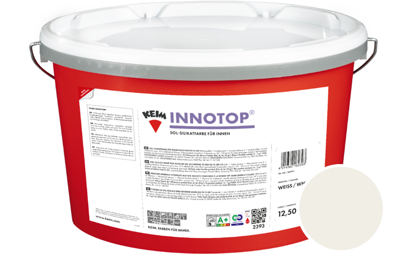KEIM Innotop 2,5L Silikatfarbe f�r innen / Get�nt im Farbton RAL 9010 Reinweiss